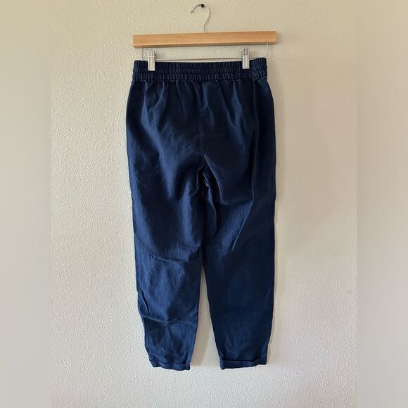 J Crew Linen Cotton Drawstring Pants Navy Size 0 - Picture 3 of 5
